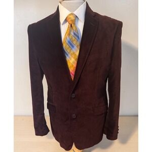 Madison Blazer Mens 40R Burgundy Cotton Velvet Sport Coat Jacket Party Wedding